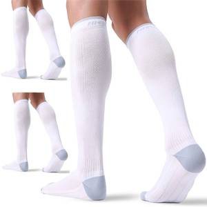 lot 2013 image: FITRELL 3 Pairs Compression Socks for Women and Men 20-30mmHg- Circulation and Muscle Support Socks for Travel, Running, Nurse, Knee High, Medical WHITE SM