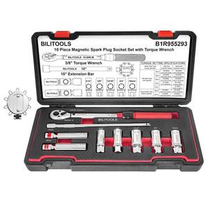 lot 2014 image: BILITOOLS 10 PCS Magnetic Spark Plug Socket Set with Torque Wrench