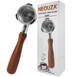 lot 2020 image: NEOUZA 51mm Bottomless Portafilter Compatible with HIBREW H10B, Gevi 15 Bar, Yabano,Hamiltion Beach,Farberware Espresso Machines with Stainless Steel Replacement Filter Basket Wooden Handle