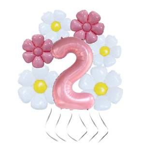 lot 2027 image: Daisy 2nd Birthday Party Decorations - 40 Inch Pink Number 2 Balloon, Supplies for 2 Year Old (Pink Daisy Numbers)