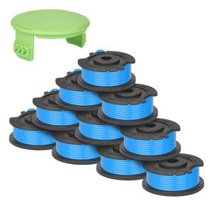 lot 2034 image: Generep Trimmer Spool Line for Greenworks - Single Line Auto-Feed Replacement Trimmer Spool, 10 Spools & 1 Cap