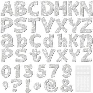 lot 2046 image: Colarr 216 Pcs Glitter Bulletin Board Letters 4 Inch for Classroom, Silver