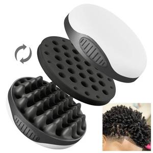 lot 2064 image: WTTORDE Silicone Twist Curl Hair Brush for Afro Waves, Detachable Two-Sided Wave Tool With Big and Small Holes for Men, Women, Short Hair, Black, 1 Pcs