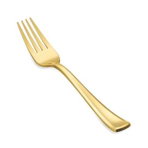 lot 2084 image: N9R 50PCS Gold Plastic Forks Disposable, Heavy Duty Silverware Forks