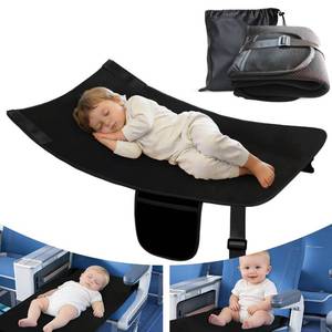 lot 2102 image: Airplane Bed for Toddler, Airplane Seat Extender for Kids, Travel Kid Bed Flight, Portable Plane Footrest, Soft Velvet Leg Support, Machine Washable, Black