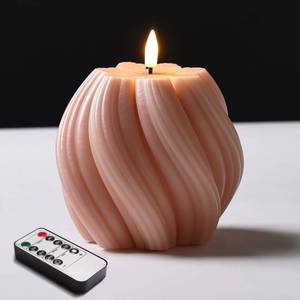 lot 2116 image: Girimax Dusty Pink Swirl Flameless Candle with Remote Timer