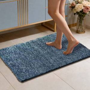 lot 2125 image: VOOVA & MOVAS Non-Slip Bathroom Rug,24x17, Microfiber, Dark Denim and White
