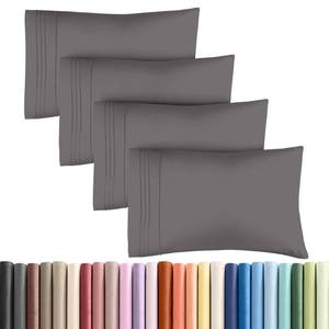 lot 2132 image: Queen Pillow Cases Set of 4 - Ultra Soft Pillowcase Covers - Dark Grey