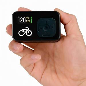 lot 2133 image: CycloSpirit Mini Electric Bike Pump with Digital Gauge, 120 PSI, Auto Shutoff at the Selected Pressure, USB-C, Presta & Schrader Compatible