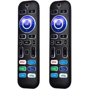 lot 2136 image: 2 Pack Backlit Remote Control Only for Roku TV, Fit for TCLOnnHisenseElementSharpPhilipsWestinghouseInsigniaJVCRCAHitachiSanyo Roku Series TVs (Not for Roku Stick and Box)-Black