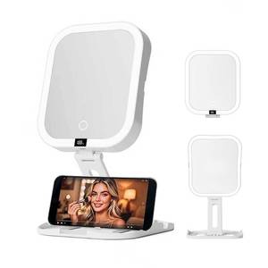 lot 2146 image: Dafensi Travel Makeup Mirror with Lights,1X10X Foldable Magnifying Mirror