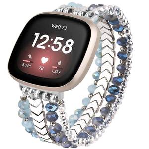 lot 2152 image: MOFREE Women Beaded Bracelet Watch Bands for Fitbit Versa 3Versa 4Sense 2