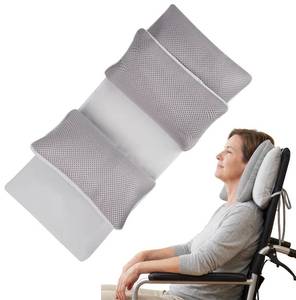 lot 2155 image: Aelgiosm Wheelchair Pillow with Removable Cover, Breathable Mesh with High-Resilience Support, Adjustable Headrest Pillow with Strap After Facial & Cosmetic Surgery (Gray)