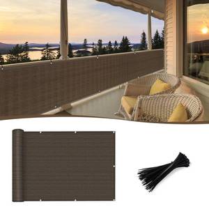 lot 2165 image: SUNNY GUARD 3 x 10 Balcony Privacy Screen, HDPE Patio Railing Cover Fence