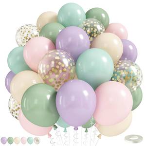 lot 2171 image: Dusty Green Purple Pink Balloons, 55pcs 12inch Wildflower Balloons Sage Green Pastel Pink Yellow Lavender Gold Confetti Balloon for Floral Baby Shower Wedding Fairy Birthday Spring Party Decorations