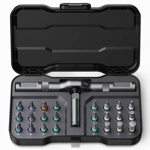 lot 2187 image: Bomivoi 24 in 1 Magnetic Screwdriver Set, DIY Ratchet Screwdriver Set, Multi Bit Magnetic Drive Set with Detachable Ratchet Handle, Portable Precision Repair Tool Kit for Furniture Computer Bicycle