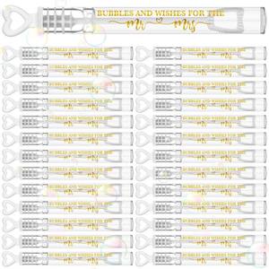 lot 2190 image: Hollowfly 120 Count Mini Bubble Wands for Wedding, White Gold Love