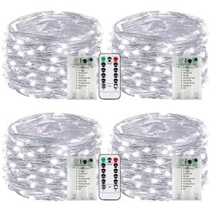 lot 2197 image: 4 Pack Fairy Lights Battery Operated with Remote 16FT 50 LED String Lights