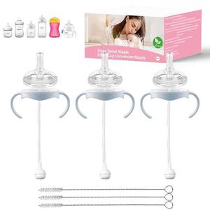 lot 2212 image: Guxetans Straw Cup Conversion Kit Compatible for Philips Avent Natural Baby Bottle, Weighted Sippy Cup Transition Kit with Handles for Kids, Variable Flow Spill-Proof BPA-Free, 6m