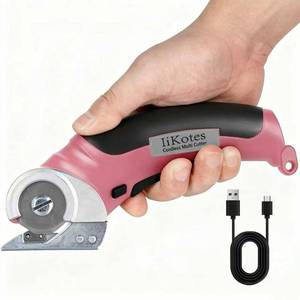 lot 2213 image: Cordless Electric Scissors, cardboard cutter Heavy Duty Cordless Shears with USB Rechargeable Battery 4V Safety Lock, Non-Slip Grip Cuts Denim, Wool, Leather, Carpet Cardboard, Plastic, 2000mAh, Pink