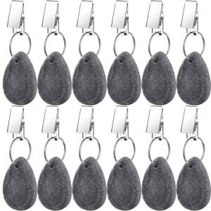 lot 2214 image: Geiserailie 12 Pcs Tablecloth Weights Tablecloth Pendant Teardrop Shape Table Cover Weights with Metal Clips for Outdoor Picnic Garden Dinner Table Cover Decoration (Dark Gray,Teardrop Style)