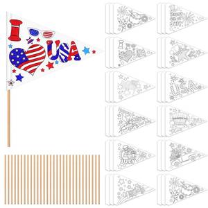 lot 2216 image: Humyoun 36 Sets 250th Anniversary 4th of July Flag Color Your Own Patriotic Crafts Bulk Independence Day DIY Patriotic Crafts Coloring Flag for USA Parades Home Arts Activities Party Supplies