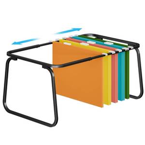 lot 2444 image: Marbrasse Hanging File Folder Frame, Adjustable Letter Size File Holder 16-25 Inches, Metal File Cabinet Rails for Office, Home, School, Black