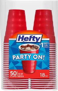 lot 2457 image: Hefty Easy Grip Disposable Plastic Cold Cups, Red, 18 Ounce, 50 Count (Pack of 1)