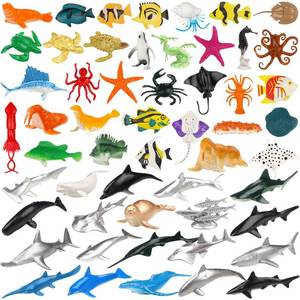 lot 2474 image: DOITEM 54 Pack Assorted Mini Vinyl Plastic Ocean Sea Animal Figures Toy Set, Realistic Under The Sea Life Figure Bath Gift for Child Educational Kids Party Cake Cupcake Topper