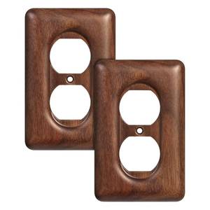 lot 2477 image: YDJSA 2-Pack Wood Outlet Covers Solid North American Walnut Plug Plate Covers, Electrical Wall Plates for Outlets