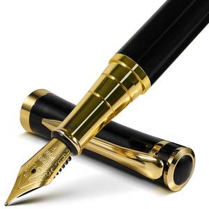 lot 2498 image: FINTANIX Smooth Writing Fountain Pen, 10 Ink Cartridges, Fine Nib, Black