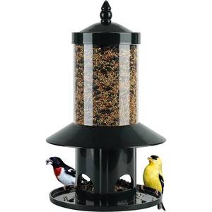 lot 3658 image: Squirrel Proof Bird Feeder - 360° Feeding Perch Tray for Outdoor Hanging Wild Bird Seeds, Dark Green.