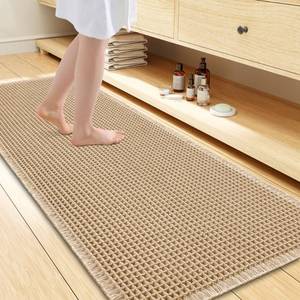 lot 3659 image: Smiry Waffle Bath Mat 60X24, Extra Soft Absorbent Bathroom Rugs, Brown