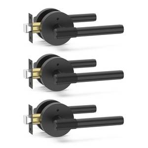 lot 3664 image: Amerdeco 3 Pack Matte Black Door Handles Interior,Knurled Privacy Door Handles with Lock,Heavy Duty Black Door Lever for Bedroom or Bathroom,Reversible Keyless for Left Right Handed Doors AM0027