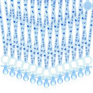 lot 3665 image: 100 Pieces Baby Shower Pacifiers Necklace, Cute Acrylic Pacifier Necklaces for Chupones para Baby Shower Games Charm, Party Favors, Decorations DIY, Gender Reveal Table Scatter(Blue)
