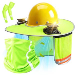 lot 3673 image: Hard Hat Sun Shade with Dual Solar Fans, Neck Cover & Arm Sleeves
