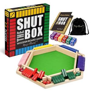 lot 3682 image: Original Classic Shut The Box Game Wooden Math Dice Board Game 2-6 Players