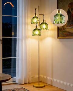 lot 3684 image: Lightdot Floral Floor Lamp Dimmable Floor Flower Lamp Green Glass Shade