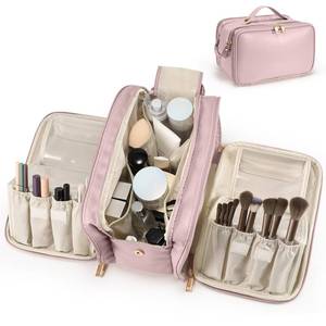 lot 3687 image: HauteHues Travel Makeup Bag Womens Large Capacity Cosmetic Organize Pink