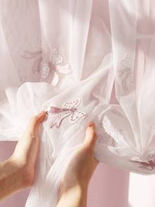 lot 3688 image: NICETOWN Blush Pink Blackout Bow Curtains for Girls Bedroom 84 Inch Long