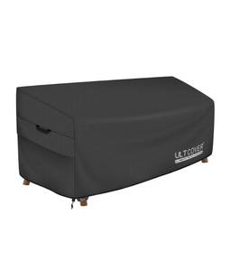 lot 3689 image: ULTCOVER Waterproof Outdoor Bench Furniture Cover 58W x 28D x 35H in, Black
