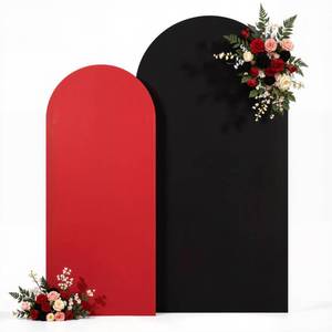 lot 4080 image: Black Red Photo Arch Backdrop Cover Set of 2 Spandex 7.2 and 6ft Arch Covers Stretchy Backdrop Birthday Party Arch Stand Covers for Baby Shower Wedding Retirement Banquet Background Decorations