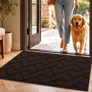 lot 4105 image: hicorfe Indoor Doormat,Welcome Door mat,Non Slip Door Mats 20x32 Absorbent Resist Dirt Entrance Inside Floor Mats for Entryway Washable Low-Profile(Coffee)