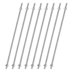 lot 4106 image: uxcell 8pcs 832 Inch M4 Threaded Rods with 16pcs Hex Nuts and Washers 8 Inch 201 Stainless Steel Full Threads Right-Hand Thread for Hangers, U-Bolts, Beaded Garden Stake Rods, Silver