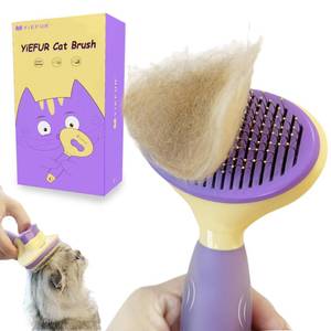 lot 4119 image: Cat Brush for Grooming and Shedding, Self-Cleaning Silicone Brush for Short and Long Haired Cats, Cat Gifts for Pet Lovers (purple)