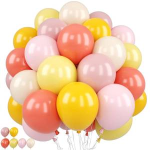 lot 4121 image: Pink and Yellow Balloon, 50Pcs 12 Inch Boho Pink Yellow Pastel Balloons