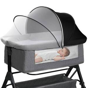 lot 4125 image: WANRU Bassinet Cover for Cats - Blackout Breathable Mosquito Net for Baby Bedside Sleepers & Travel Cribs, 2-Way Zipper Bug Canopy Tent to Block Light & Keep Cats Out (Black-Small)