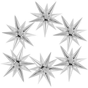 lot 4128 image: JHZMCRX 72 Pcs Star Balloons Foil Cone Balloon Garlands Large Silver