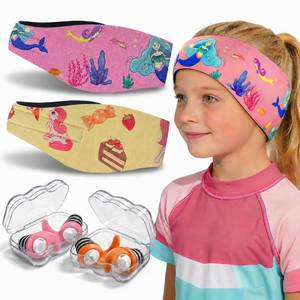 lot 4139 image: Swimming Headband for Kids Adults,Adjustable Swim Ear Band,2 Pairs Earplug
