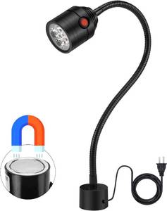 lot 4141 image: Magnetic Work Light, LED Machine Light with Flexible Gooseneck and Magnetic Base, Shop Tool Lamp for Lathe, Work Bench, Sewing Machine, Grill, Industrial Lighting Black